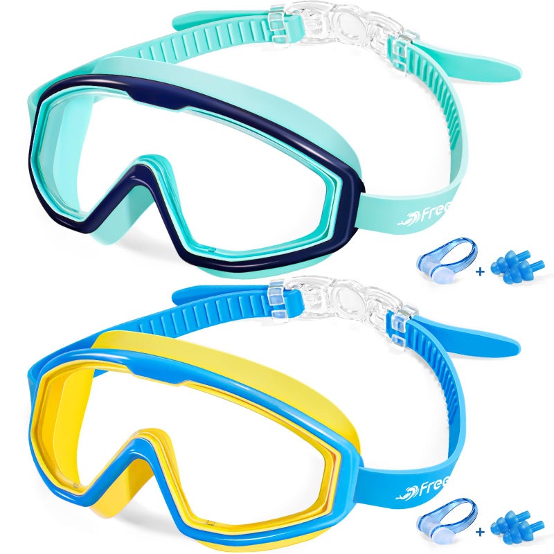 Freela Swim Goggles for Kids 6-14 4-7 8-12 3-6 2-4 3-5 3-10 4-8, Boys Girls Swimming Goggles Anti Fog UV Protection Waterproof No Leaking, Toddler Water Clear Beach Pool Goggles - Image 1